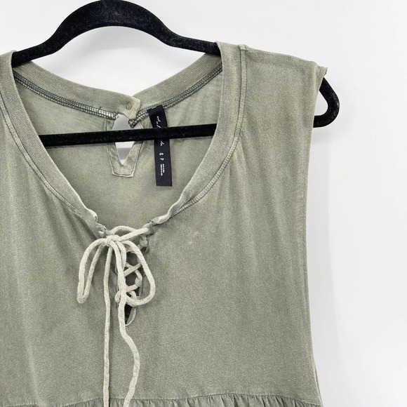 Urban Outfitters Out From Under Lace-Up Tunic Top Dress Green Size S Ruffle Hem - Picture 2 of 9
